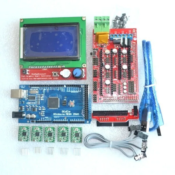  1pcs Mega 2560 R3 + 1pcs RAMPS 1.4 Controller + 5pcs A4988 Stepper Driver Module +1pcs 12864 controller for 3D Printer kit 