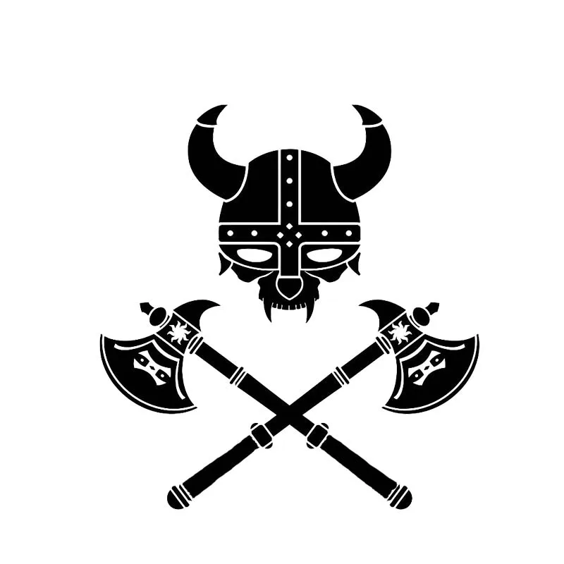 YJZT 13.1*14CM Serious Viking Warrior Symbol Soldier Decal Black/Silver Covering The Body Car Sticker Vinyl C20-1773 - Название цвета: Черный