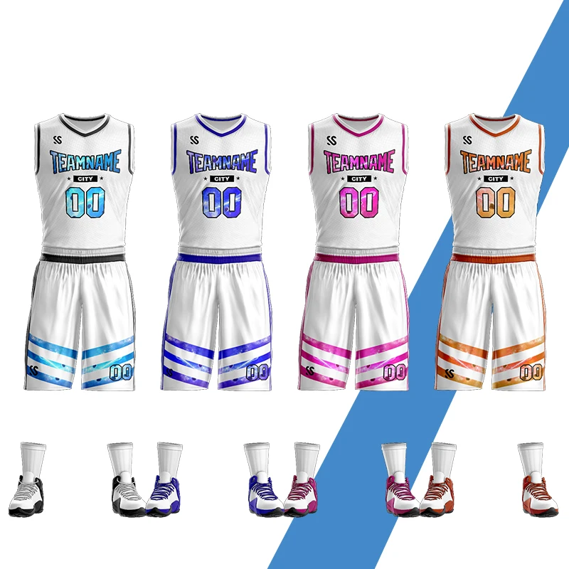 Изготовленный На Заказ Колледж баскетбольные формы, без надписей Для мужчин Молодежный Баскетбол форменные футболки шорты комплект спортивная одежда Костюмы "сделай сам"