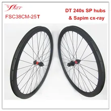 China CX wheels 700C 38mm x 25mm clincher tubeless with DT 240s disc hubs and Sapim spokes , hot-selling Cyclocross bike wheels