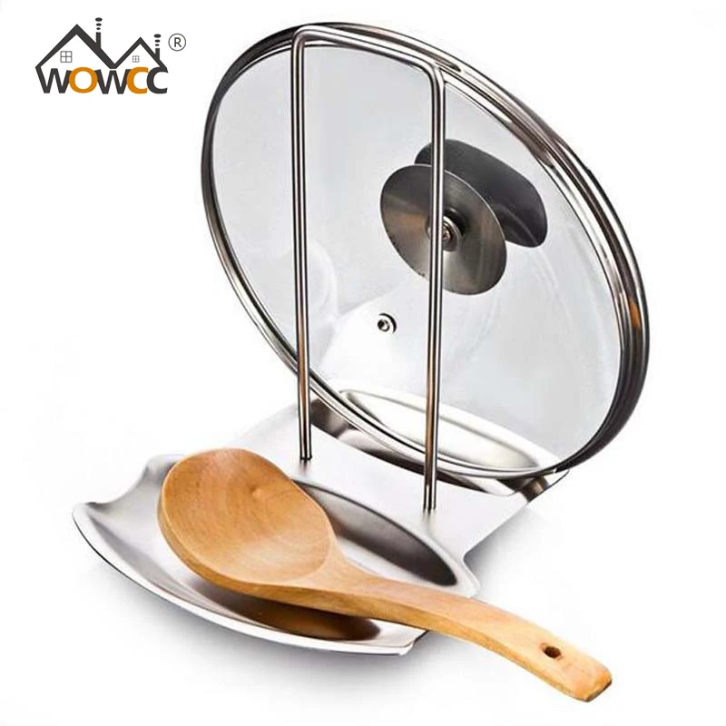 

Stainless Steel Pan Pot Rack Cover Lid Rest Stand Spoon Sponge Holder Stove Rests Organizer Storage Kitchen Goods Accessories