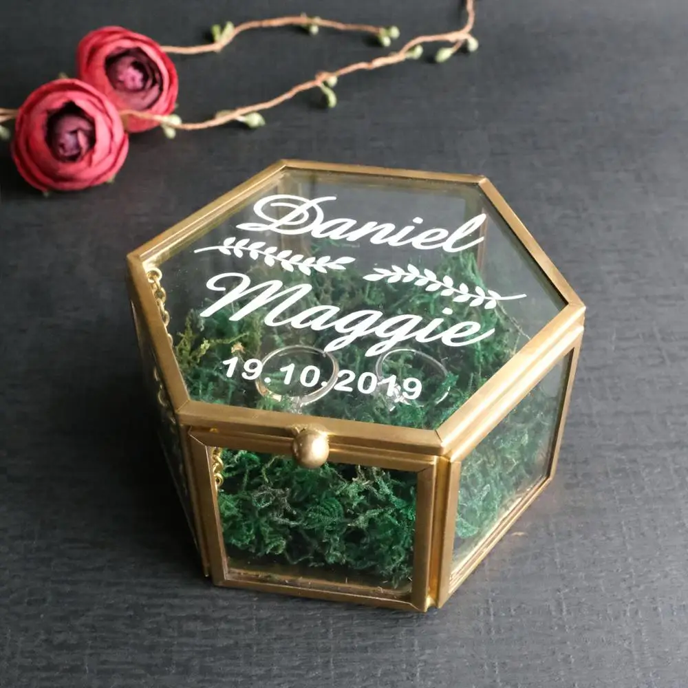 

Custom Glass Geometric Engagement Ring Box,Hexagon Glass Ring Box ,Personalized Wedding Ring Box,Ring Pillow,Bridesmaid Gift Box