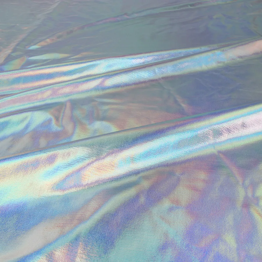 Iridescent silver Spandex Fabric stretchy fabric for DIY stage cosplay