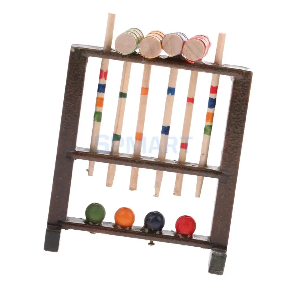 MagiDeal 1/12 Dolls House Miniature Mini Wooden Croquet Game Set for Dolls Living Room Decoarion Children KIds Toys