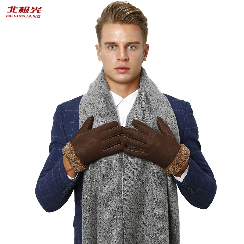 Genuine Leather Men's Gloves Comfortable Winter Warm Fur Touch Screen