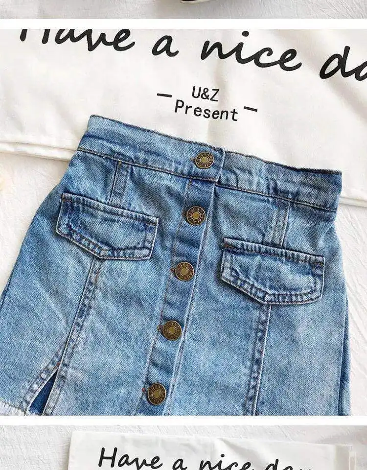 Для маленьких девочек юбка для маленьких девочек s удобные джинсы шорты; комплекты для девочек; новые летние модные Повседневное Кнопка Джинсовые юбки Юбка для девочек ясельного возраста От 2 до 7 лет