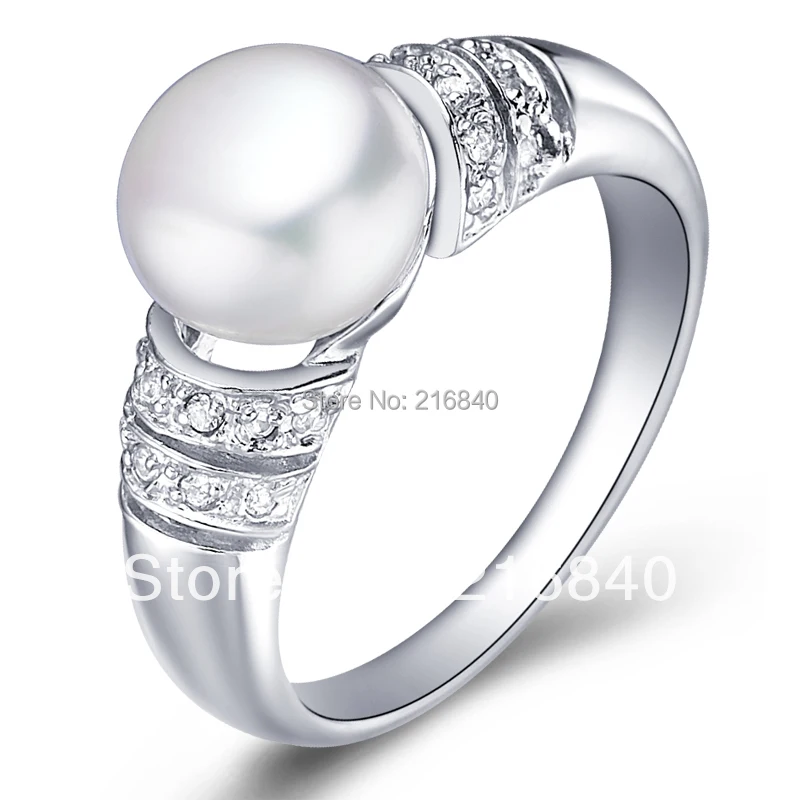 

Free Shipping Princess AAAA Natural Real Pearl Ring In 925 Sterling Silver Top Elegant Woman Lady Birthstone Gift SR1037PL