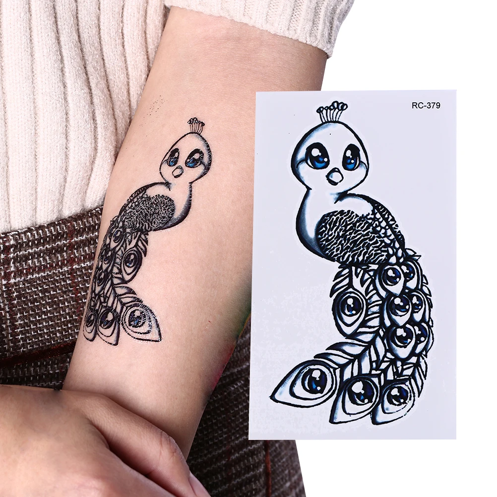 Waterproof Cute Mini Peacock Temporary Tattoo Sticker Arm Peacock Old