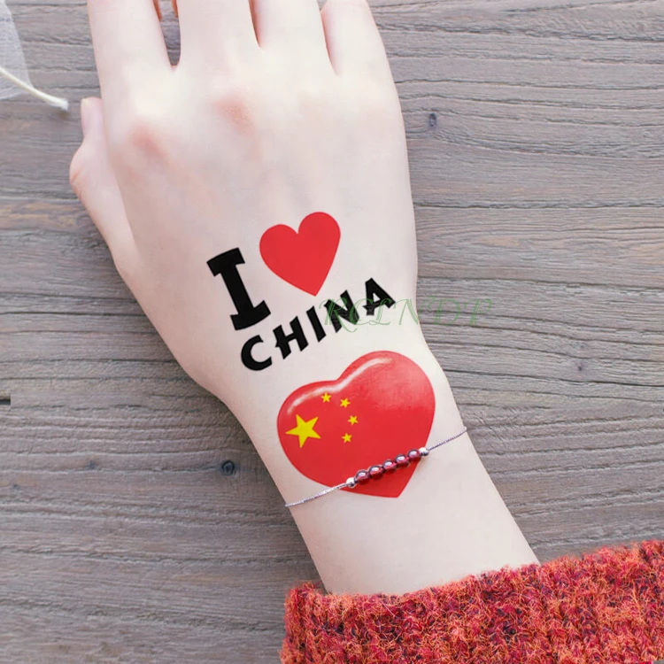 

Waterproof Temporary Tattoo Sticker Fake Tatto I LOVE China Flash Tatoo Tatouage Wrist Foot Hand For Girl Women Men