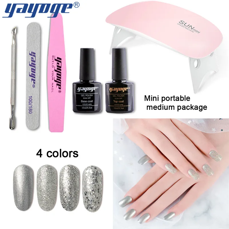 

YAYOGE Gel Nail Polish Set Super Diamond Shining Silver Slitter UV Gel Varnish Manicure 10ml/0.3oz Soak Off Long-lasting