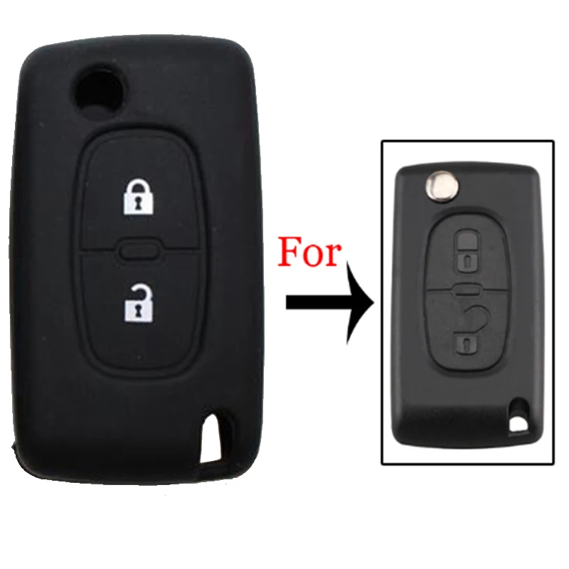 Силиконовый чехол для автомобильного ключа подходит Peugeot 807 407 308 307 CC SW Citroen черный