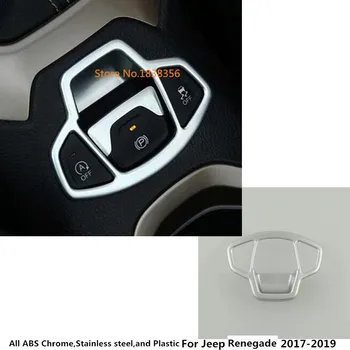 

For Jeep Renegade 2017 2018 2019 2020 Car Cover ABS Chrome Armrest Handrail Trim Frame Electronic Handbrake Parking Brake