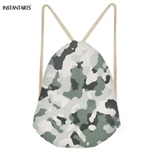 INSTANTARTS простой Для женщин Для мужчин завязки сумки 3D с камуфляжным принтом для мальчиков и девочек хранения рюкзаки многофункциональный путешествия пляжные сумки