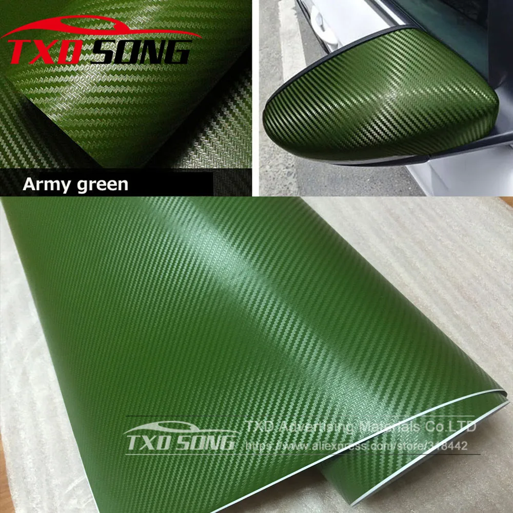 3D Carbon Fiber Oracal Green film textured wrap vinyl sticker 5m /127cm-width 