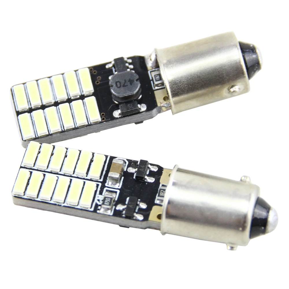 4 шт автомобильные лампочки CANBUS Error Free BA9S T4W H6W светодиодный Белый 4014 24SMD 4,8 W светодиодный автомобильный светильник лампы 12V парковки 57 233 W6W T11