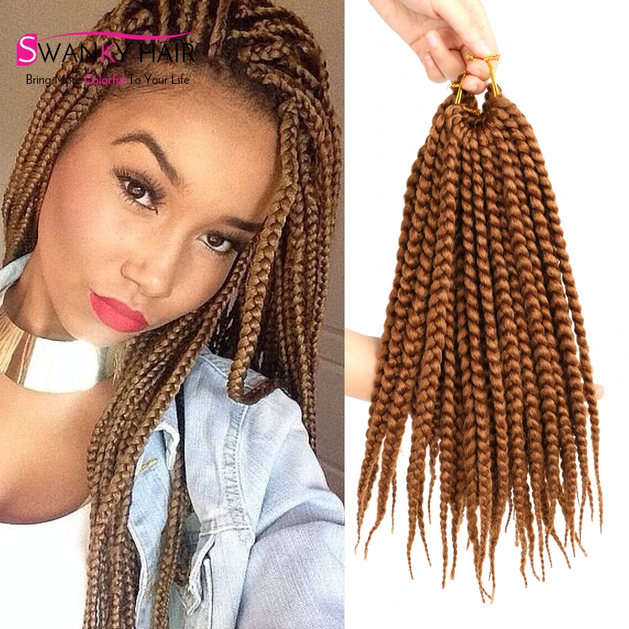 New 14 Box Braids Crochet Hair Short Small Black 1B Synthetic Crochet ...