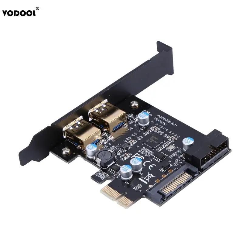 PCI-E to USB 3.0 2 Port PCI Express Expansion Riser Card 19-Pin Power Connector for Desktops Super Speed Up to 5Gbps PCI-E to USB 3.0 2 Port PCI Express Expansion Riser Card 19-Pin Power Connector for Desktops Super Speed Up to 5Gbps