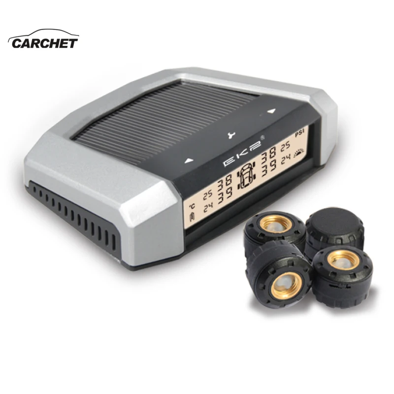 

CARCHET Solar Charging Car TPMS Tire Pressure Alarm Monitor System TPMS Backlight Digital Display Auto Alarm tool TPMS 4 Sensor