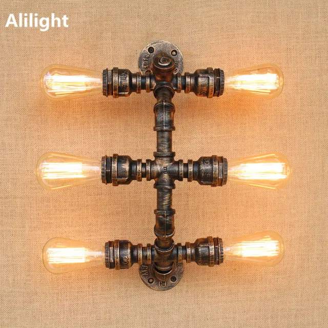 Retro Vintage Industria Loft Wasser Rohr Lampe Wandleuchten ... Retro Vintage Industria Loft Wasser Rohr Lampe Wandleuchten ...