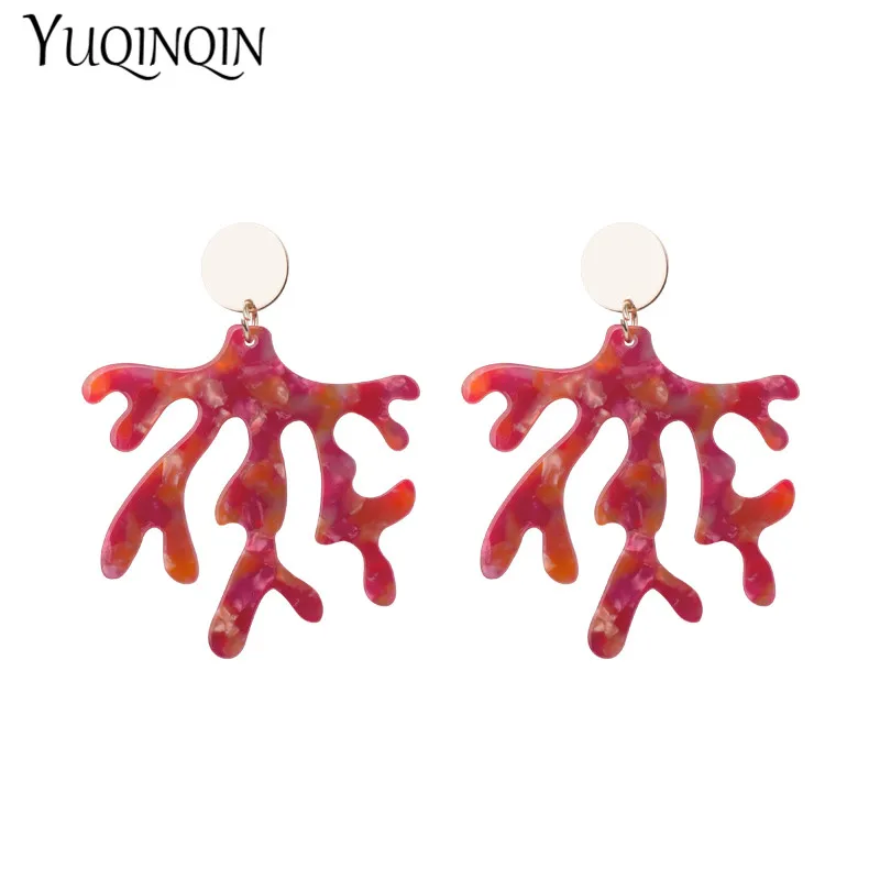 

Vintage Acetic Acid Acrylic Long Earrings for Women Acetate Resin Metal Dangle Christmas Red Earings For Girls Fashion Jewelry