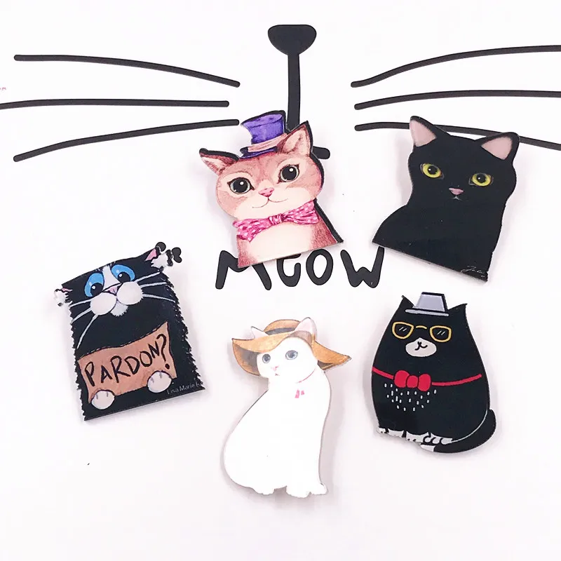 

1 PCS Free Shipping Cartoon Cat Badges For Backpack Kawaii Acrylic Badges Clothes Icons on Backpack Pin Brooch Badge Decoration