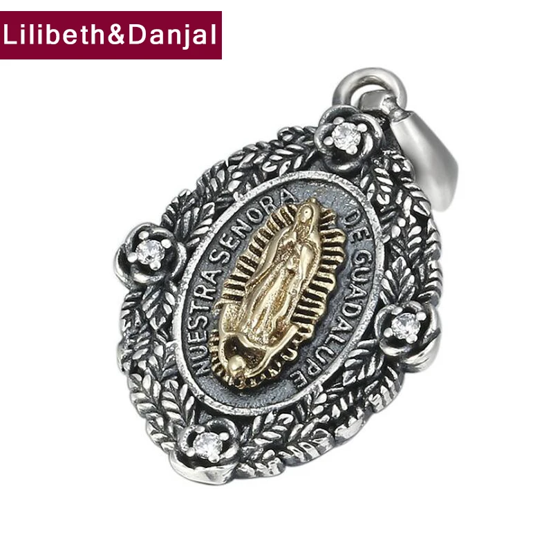 

2019 Mosaic stone Virgin Mary Angel Saint card Pendant 100% 925 Sterling Silver Men Women Necklace Pendant Jewelry making P31