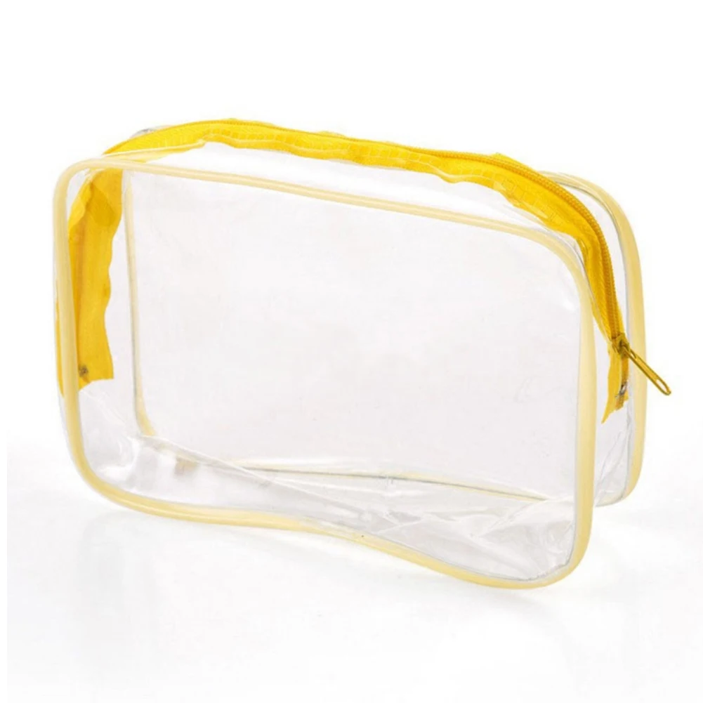 Travel Zip Bag Clear Airport Transparent Liquid Cosmetic Pouch Kit Transparent PVC waterproof cosmetic bag color square wash bag - Цвет: Цвет: желтый