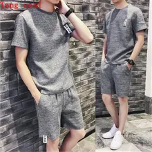 Бренд лето стикер футболка с короткими рукавами+ шорты комплект из двух предметов мужской костюм для отдыха большой код 4XL5XL