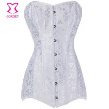 Steel Boned Korset Overbust White Corset Sexy Gothic Lingerie Women Body Shaper Bridal Bustier Top Long Waist Trainer Corsets