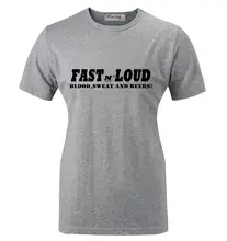 Fast N’ LOUD BLOOD SWEAT AND BEERS Design Pattern Printed Short Sleeves T-Shirt Women’s Girl’s Graphic Tee Tops T shirts