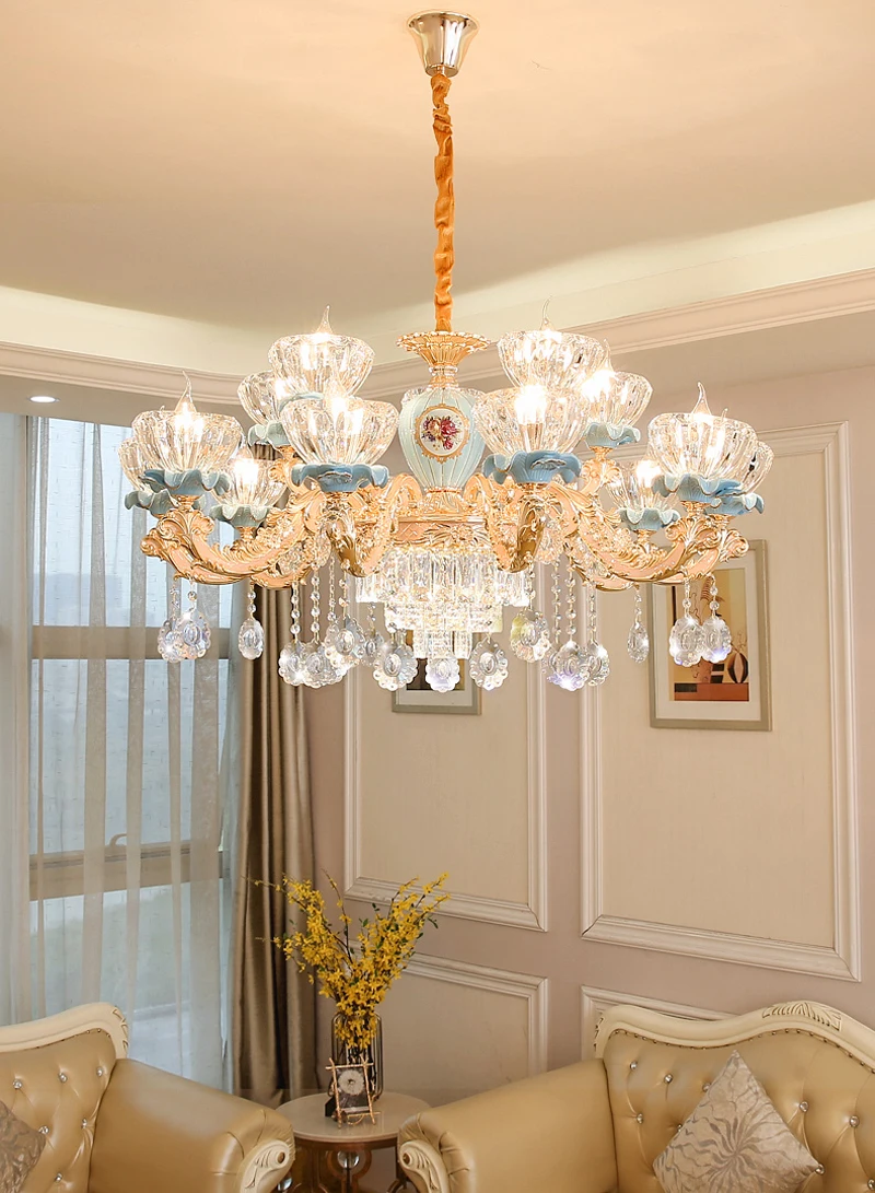 Lustre de Cristal para Sala Lustre de Cristal Conduziu a Lâmpada do Teto Luxo Estar Clássico Luminárias Quarto Lâmpada Ouro Cristal 8 clássico lustre de cristal luminárias quarto lâmpada