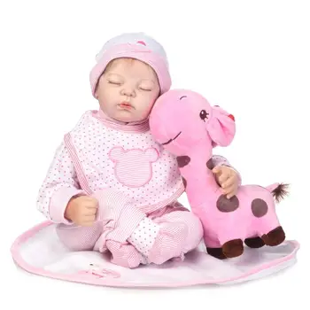 

55 cm Sleeping Doll Reborn Silicone Vinyl Body Silver Cloth Newborn Baby Toys Bebe Girls Christmas Gifts Reborn Bonecas
