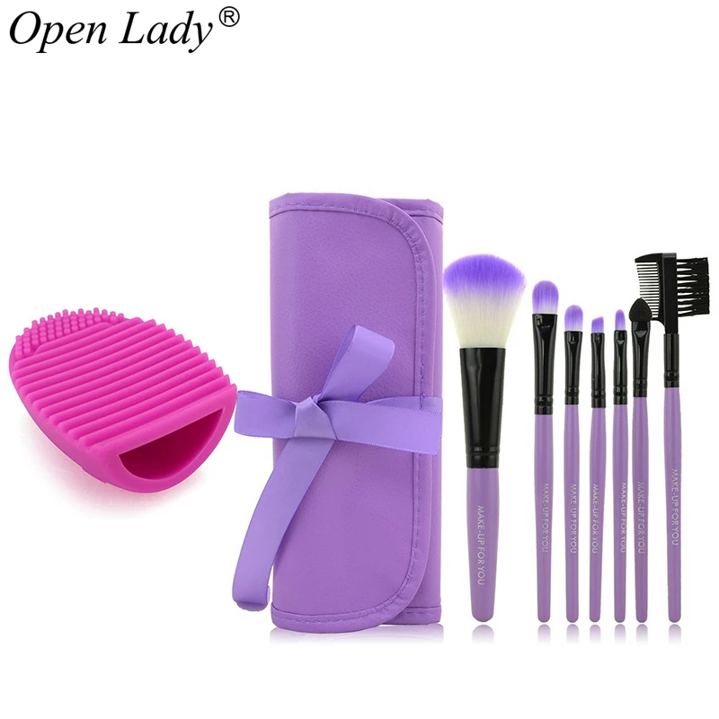 

2 pcs in set makeup sponge Professional 7 pcs Makeup Brush Set tools Make-up Toiletry Kit Wool Brand Make Up Brush Set Case