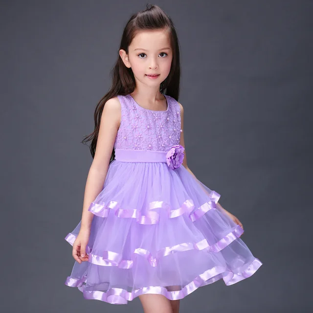 Us 4156 2017 Desain Baru Bunga Gadis Gaun Musim Panas Gaun Anak Gaun Untuk Anak Perempuan Dengan Tiga Tingkat Tanpa Lengan Gadis Putri Gaun Di