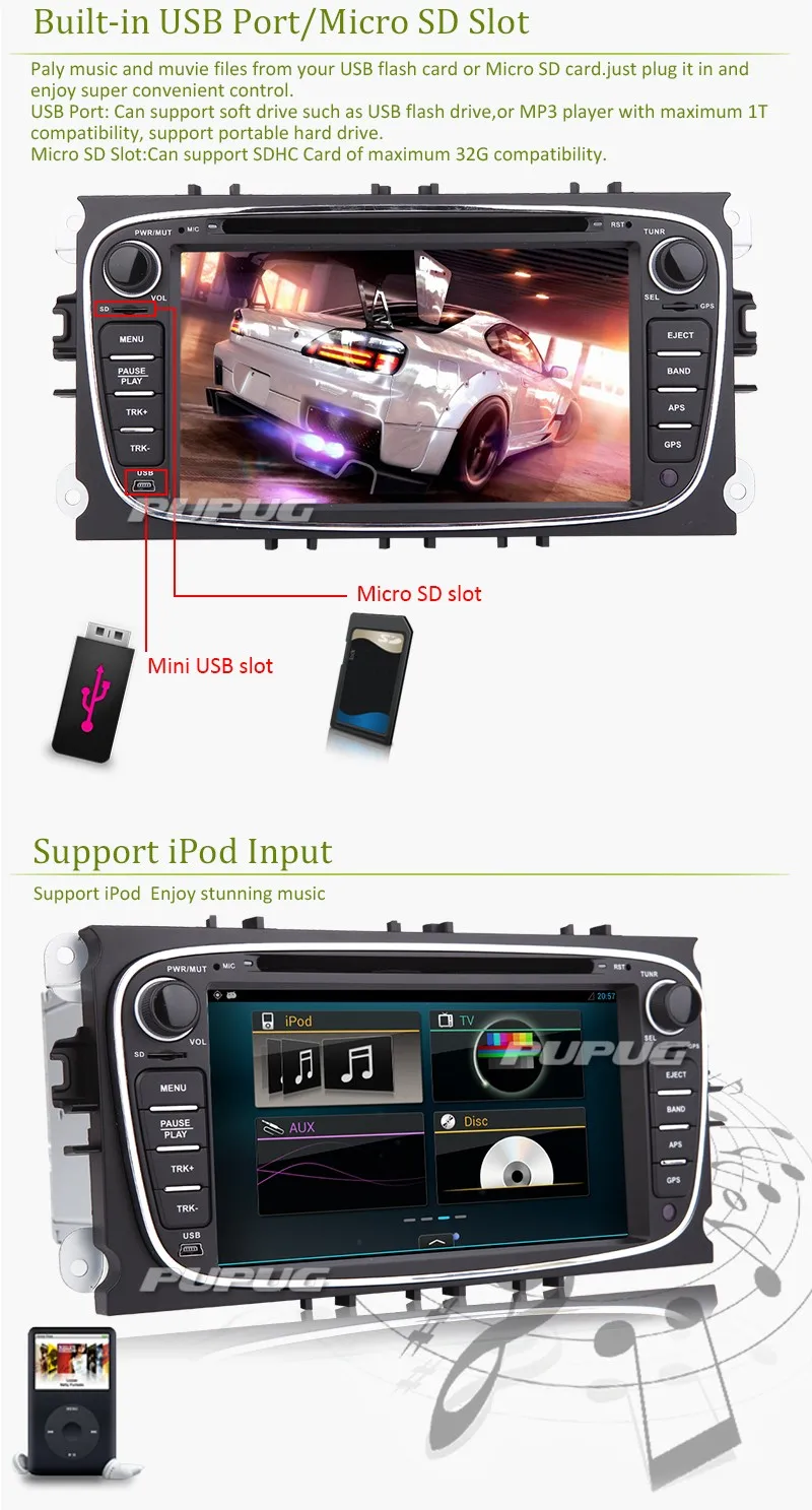 Sale 7018B 2 Din Quad Core Car DVD gps navigator Player For Ford Focus Android 5.1 GPS Navigation Radio 3G WIFI AUX Multimedia Audio 16