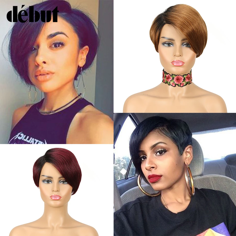 Debut Lace Wigs Human Hair Wigs For Black Women Part Lace Bob Short Wig Human Hair Straight Remy Ombre Lace Wig Free Shipping