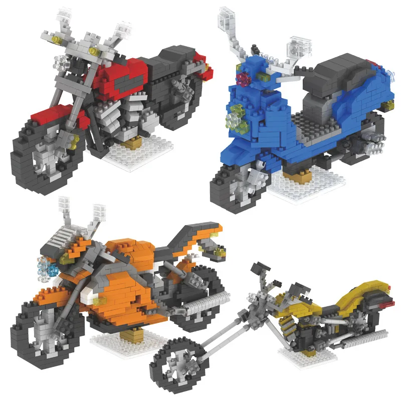 Серия мотоциклов маленькие алмазные строительные блоки миниатюрная сборка пластиковые строительные блоки игрушки