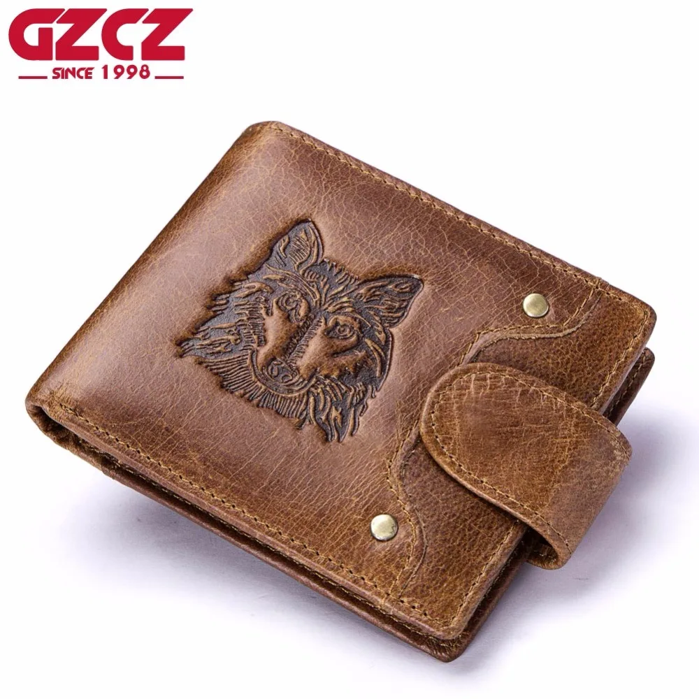 

GZCZ Genuine Leather Men Wallets Coin Pocket Zipper Men's Fashion Wallet with Coin High Quality Male Purse Cartera Portomonee