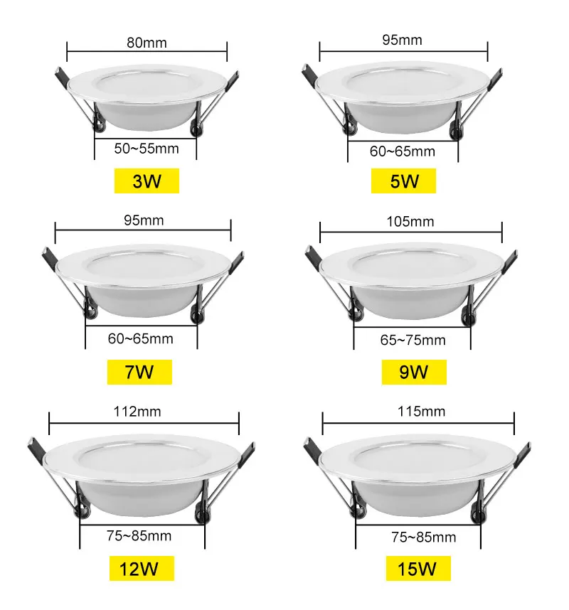 LED Downlight 3W 5W 7W 9W 12W 15W 220V 230V 240V Round Recessed Lamp Led Bulb Bedroom Kitchen Indoor LED Lighting