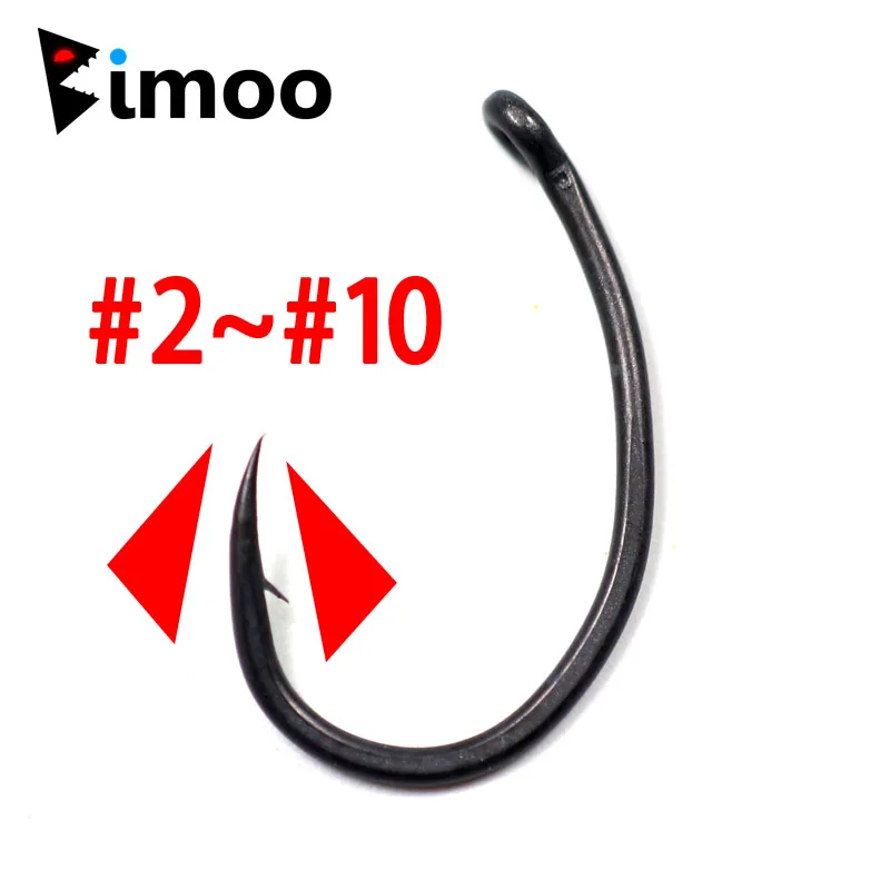 Крючки Bimoo для ловли карпа 20 шт. Высокоуглеродистая Сталь матовый черный цвет с