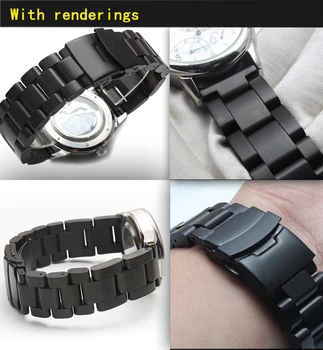 

Solid stainless steel watch strap black / silver 22mm 24mm 26mm thick stainless steel bracelet strap bracelet