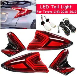 1 комплект Автомобильный светодиодный задний фонарь красного цвета для Toyota CHR Ch-r 2018 2019 задний фонарь поворотный задний Drl тормозной сигнал