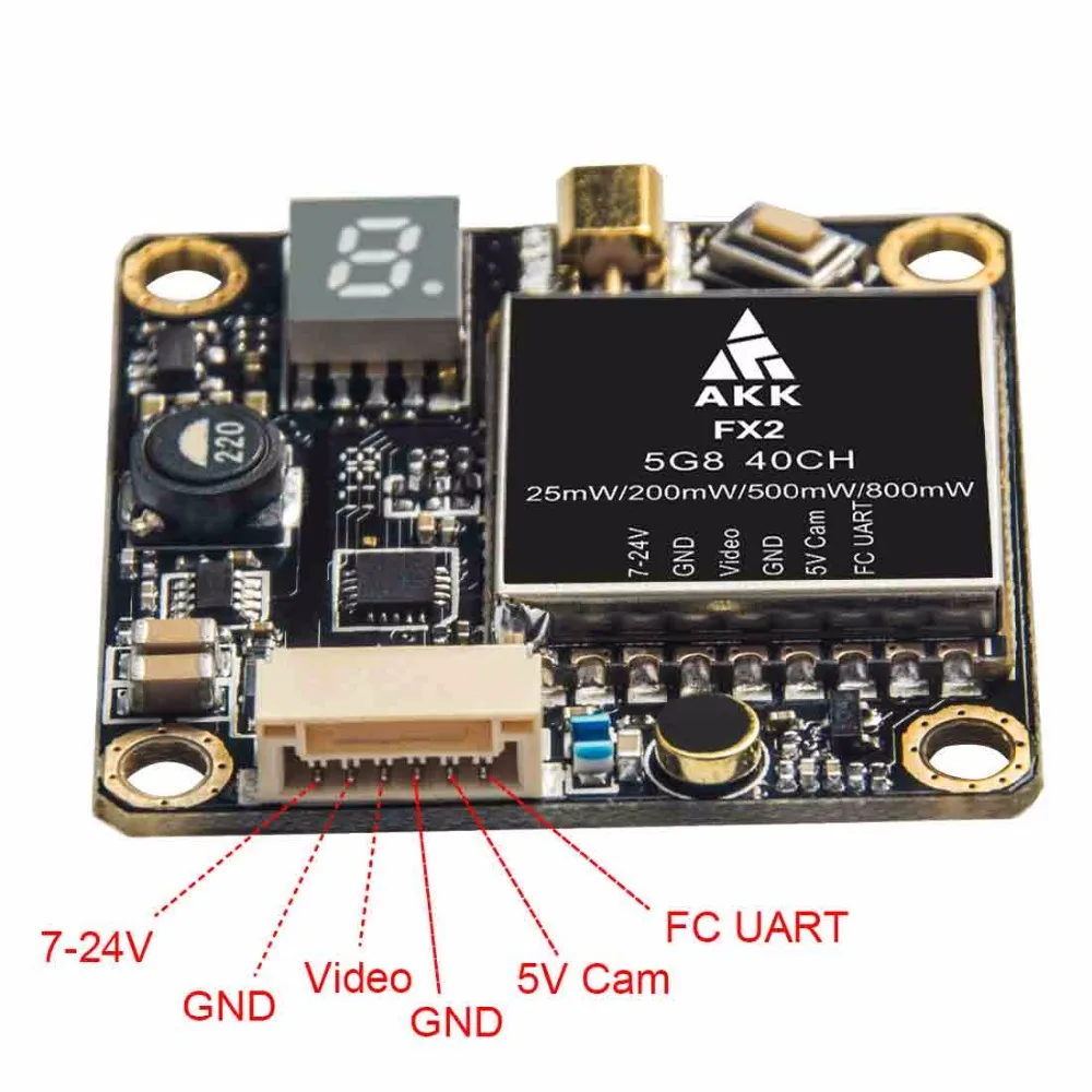 АКК FX2 5,8 ГГц 0,01/25/200/500/800 МВт 40CH переключаемый передатчик FPV с UART Поддержка серверный компьютером с экранным меню настройки по Betaflight Fligh