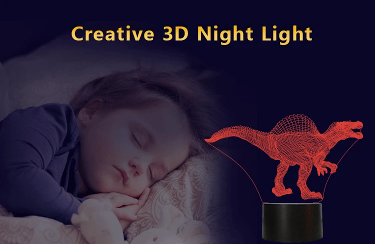 Спинозавр динозавр формы ночные светильники 7 меняющихся цветов USB порт идеальный подарок на день рождения Рождество для детей друг декор комнаты