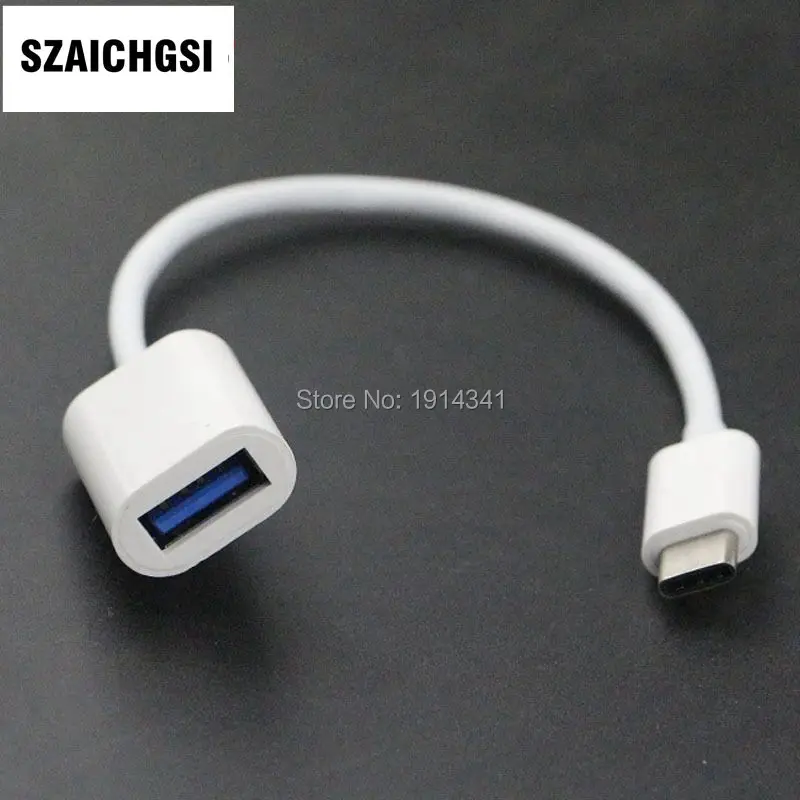 

SZAICHGSI white Type-C To USB 3.0 Female OTG Cable Adapter Type C Data Cord Connector For Macbook Line wholesale 500pcs