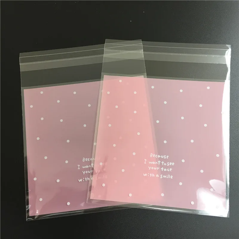 100 шт./лот, небесно-голубой розовый пластиковый самоклеящийся упаковочный мешочек для свадьбы, конфет, Подарочный пакет для украшения 10*10 см