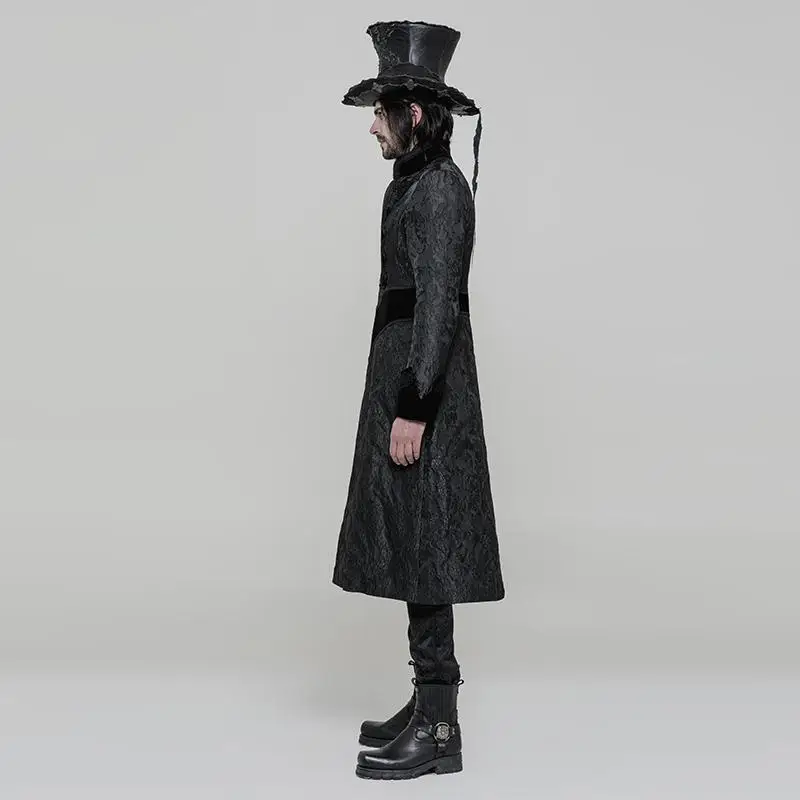 Панк рейв для мужчин стимпанк Виктория великолепный жаккард тонкий приталенный длинное пальто Y-874