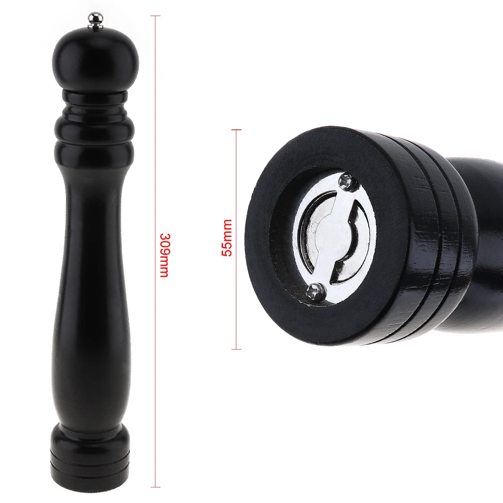 5/10/12 Inch Wooden Salt Pepper Grinder Spice Mills Hand Movement Wood Pepper Mill with Ceramic Grinding Cord for Kitchen