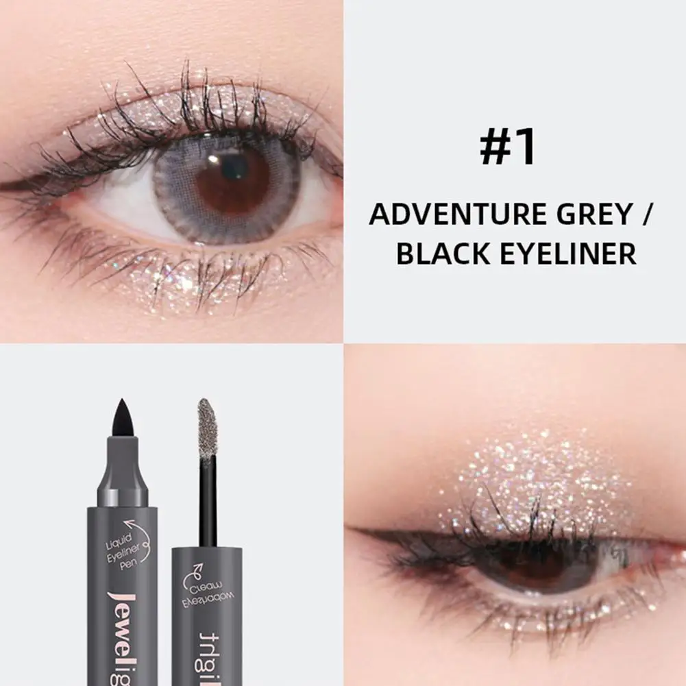 DSstyles Eyeshaow& Набор для подводки мерцание жидкость для снятия макияжа глаз Подводка для глаз водостойкий макияж глаз блестящие тени для век косметика