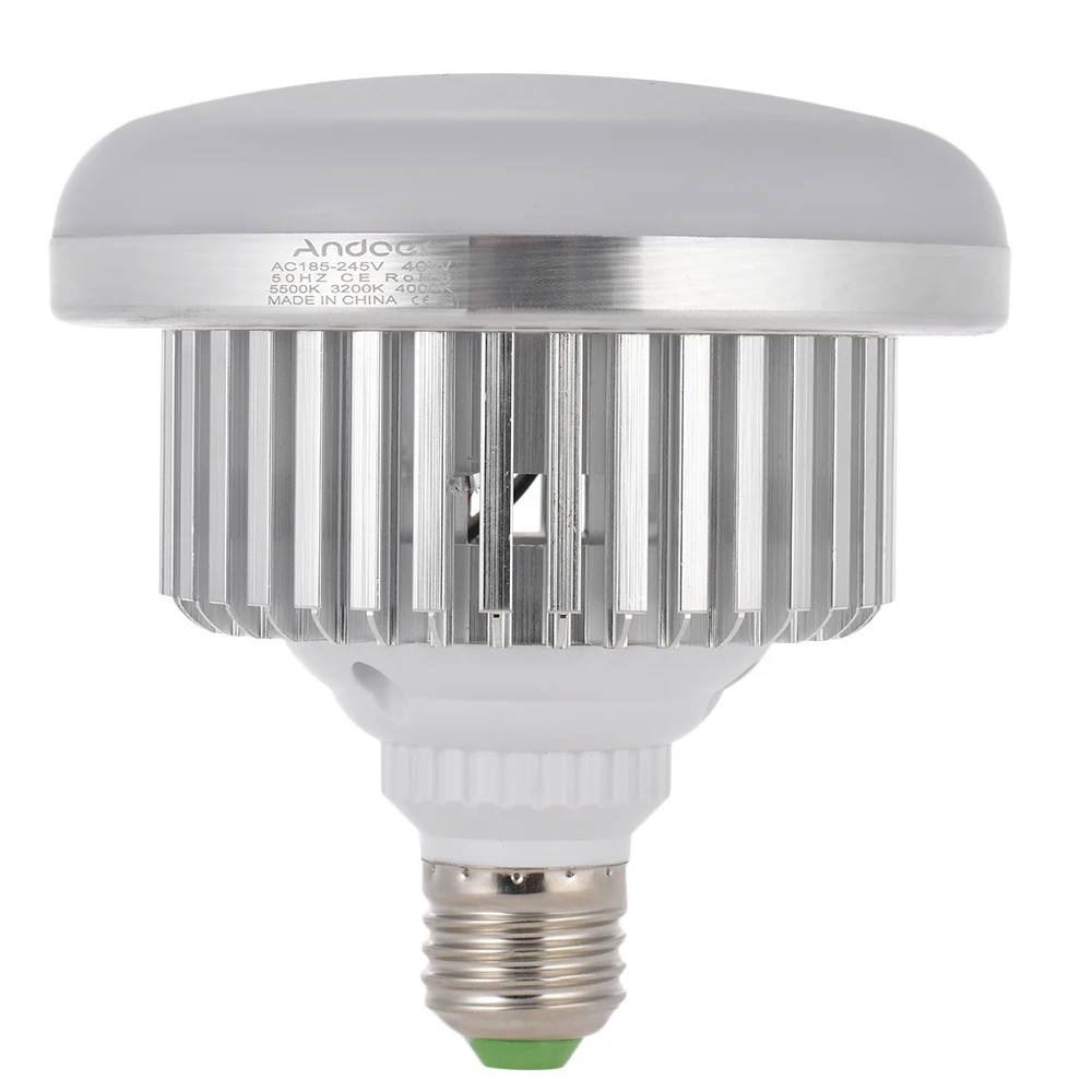 

Andoer Studio Light E27 40W Energy Saving LED Bulb Lamp 3200K 4000K 5500K 3 Color Temperature Photo Video Light AC185-245V